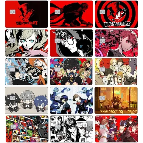 Game P5 Credit Card Skin Sticker Anime Persona Takamaki An Matte Stickers for VISA JCB MasterCard and Other IC Magnetic Card