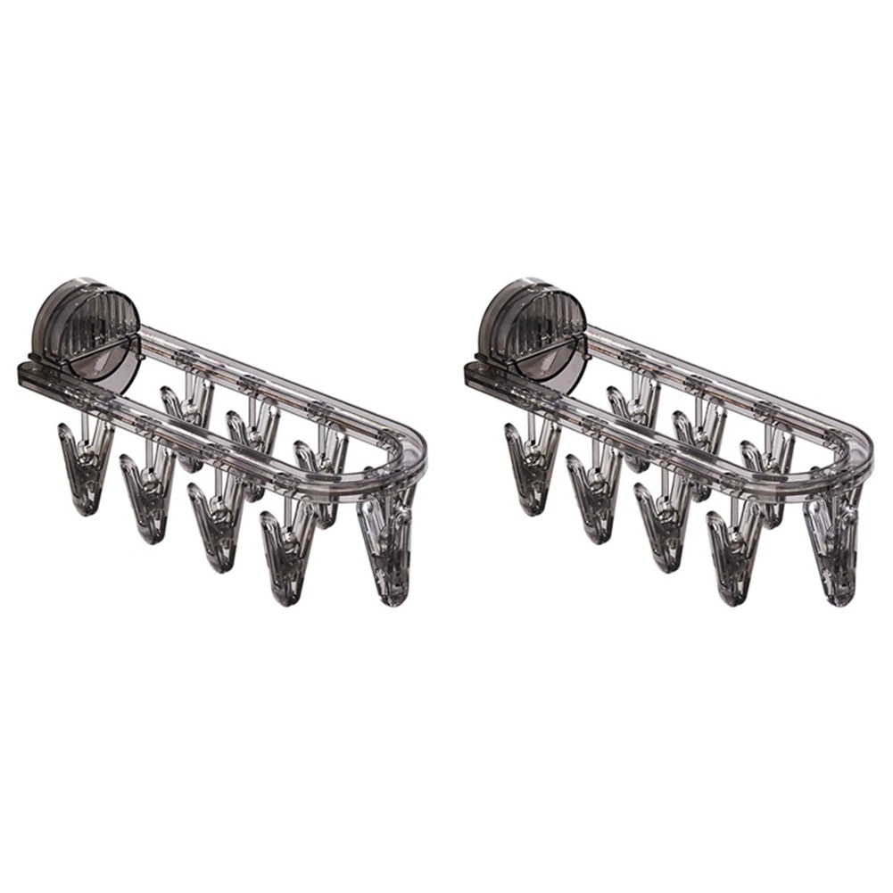 

SYW-Bathroom Suction Cup Drying Rack Folding Socks Drying Rack Household Clothes Rack Multi Clip Drying Socks Artifact