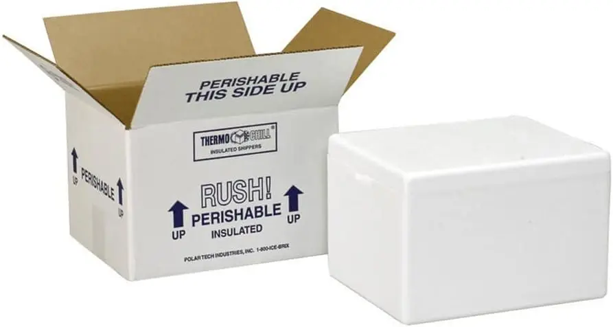 

Medium Insulated Shipping Carton 17x10x8.25in Foam Lined Cold Box for Food & Pharma