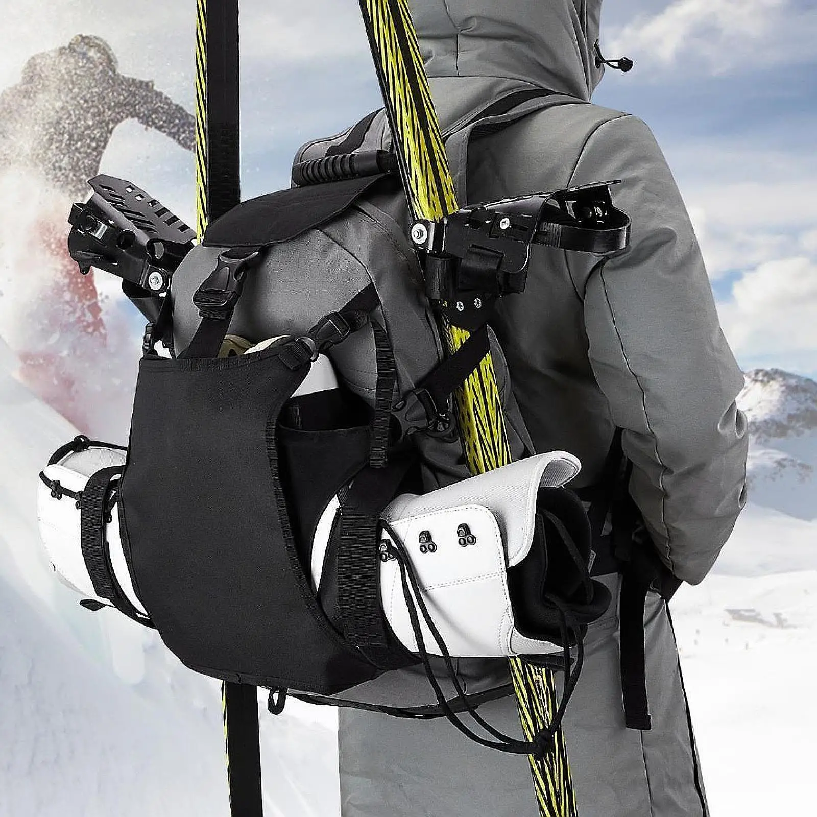 Ski Backpack Rucksack for Travel Ski Boot Bag for Camping Skating Men Women