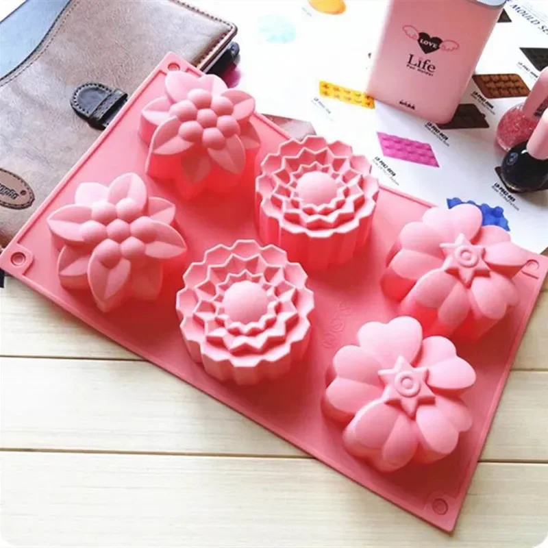 Stampo per torta in Silicone a 6 fiori stampi per stampi per pane fai da te fatti a mano per strumenti Mooncake