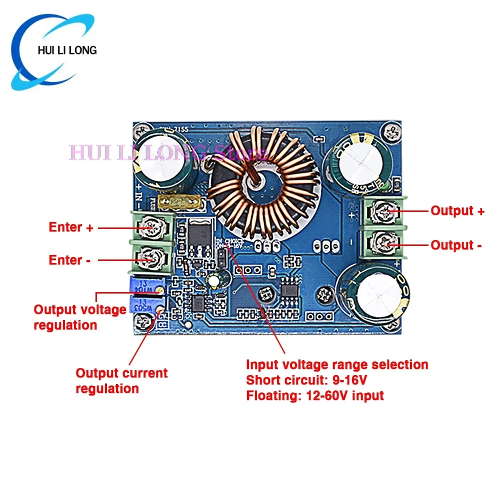 1PCS600W 16A DC MPPT Solar Boost Voltage Converter Step-up Power Supply Transformer Module 12-60V/12-80V Regulator ControllerLTC