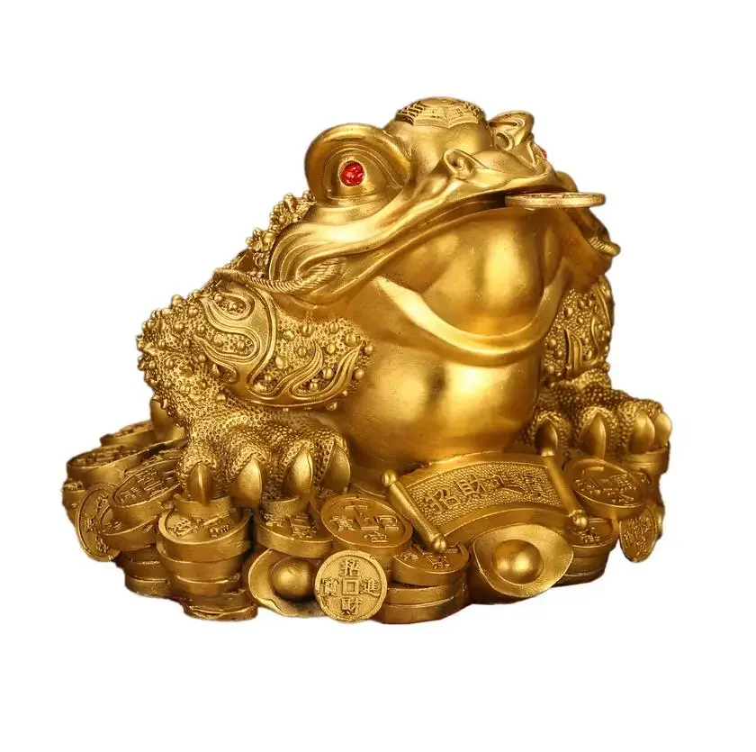 Manufacturer wholesales pure brass golden toad ornaments, gold ingots, cicadas, three legged toads, store opening gifts, copper