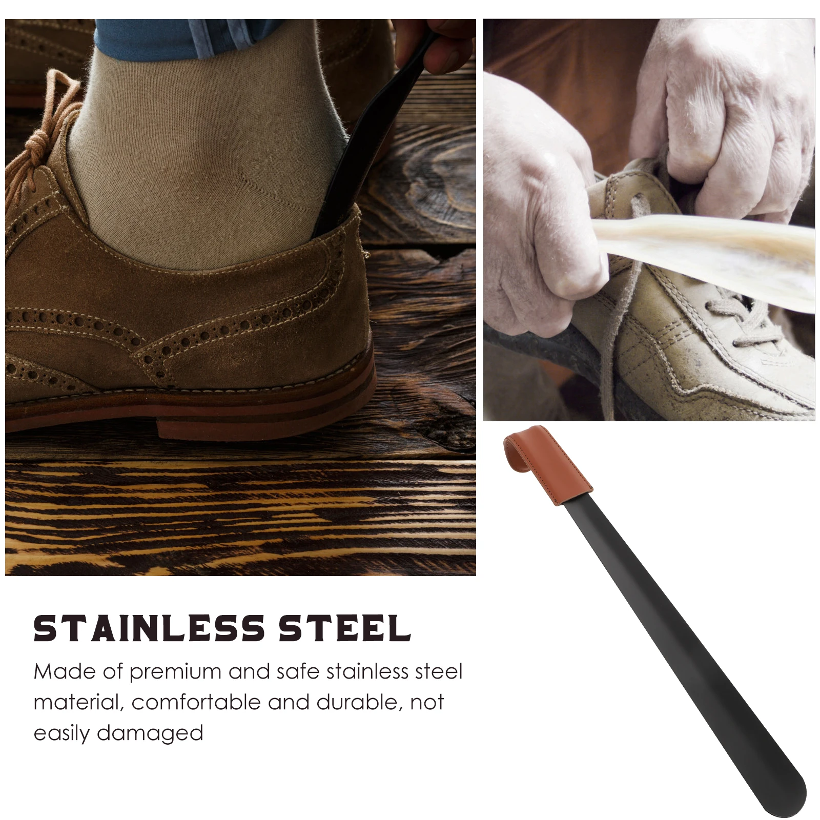 

Stainless Steel Shoehorn Long Handle Portable Shoe Lifter Travel Shoes Wearing Tool Household Reusable shoehorn shoe for home