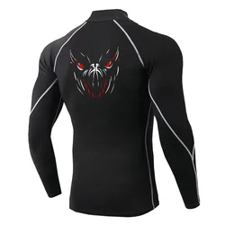 Compression Long Sleeve T Shirt Mens Print Quick Dry T-shirt Gym Fitness Workout Top Sport Athletic Running Shirt