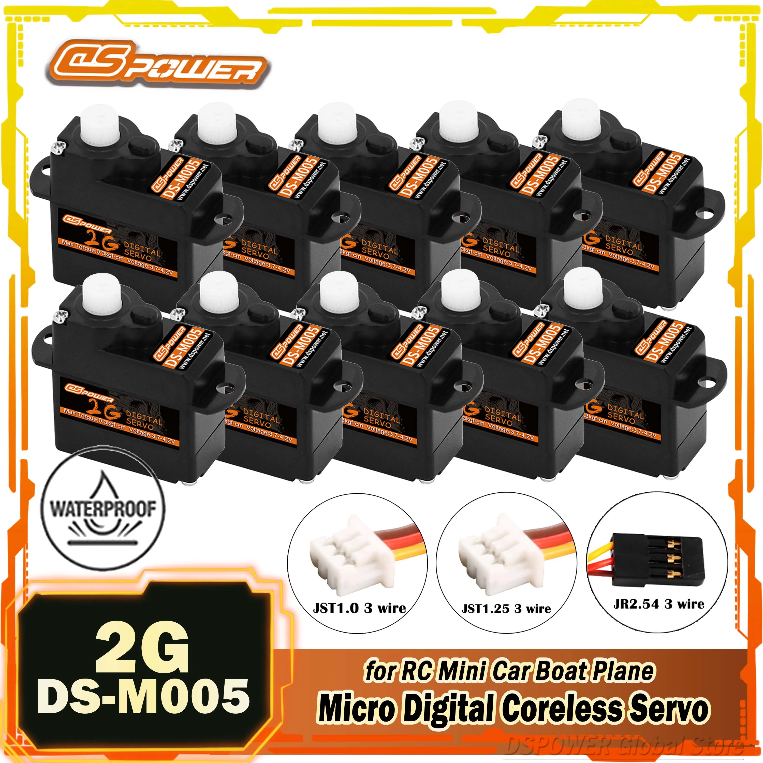 DSPOWER 2G Micro Digital sin núcleo Servo engranaje de plástico JR/JST Motor de enchufe para RC Mini coche barco helicóptero de ala fija avión Robot