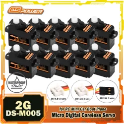 DSPOWER 2G Micro Digital sin núcleo Servo engranaje de plástico JR/JST Motor de enchufe para RC Mini coche barco helicóptero de ala fija avión Robot