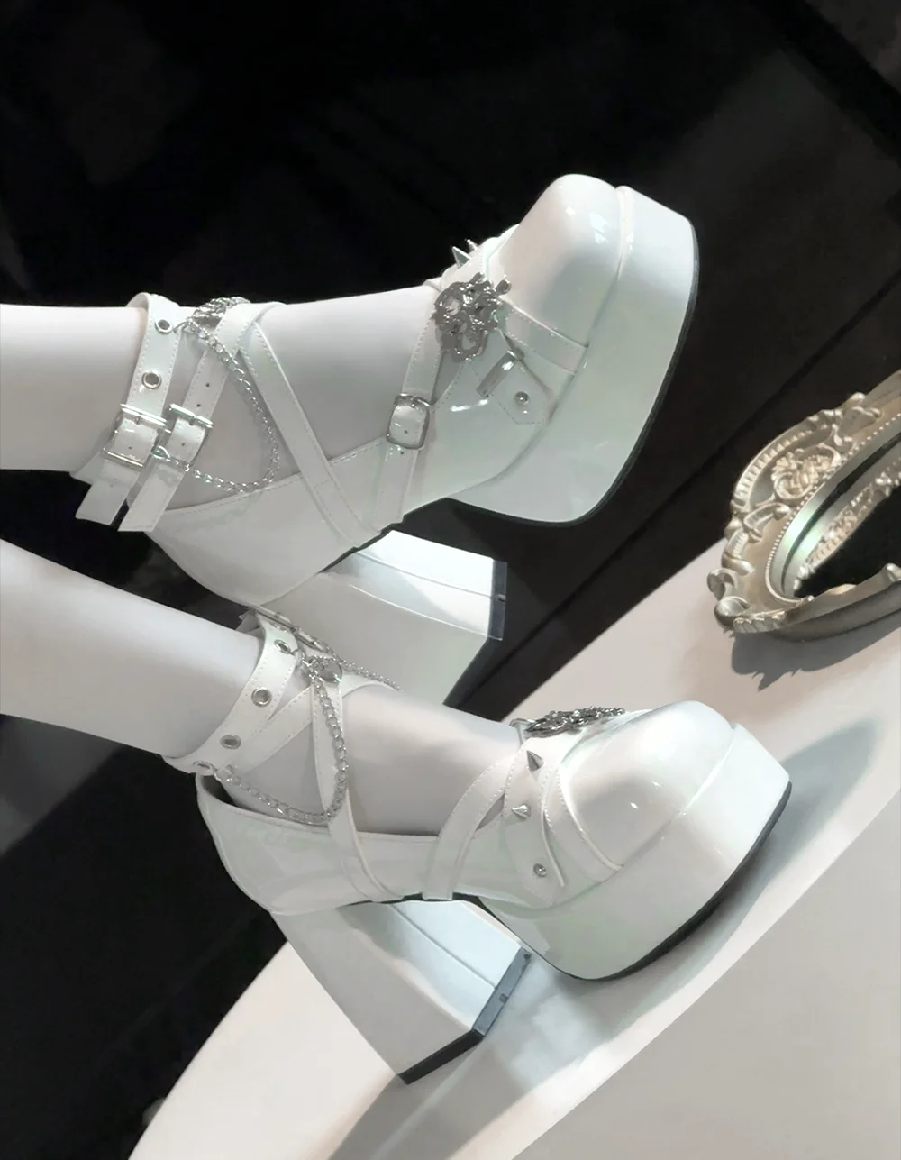 Millennium Spice Original Round Head High Heel Lolita Schuhe Damen Dark Goth Sweet Cool Mary Jane Wasserdichte Tischschuhe Damen