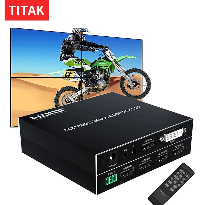 

2x2 HDMI Video Wall Controller DVI TV Wall Processor with Audio 1080P 60Hz 1x2 1x4 1x3 2x1 3x1 TV Splicing Box 180 Degree Rotate