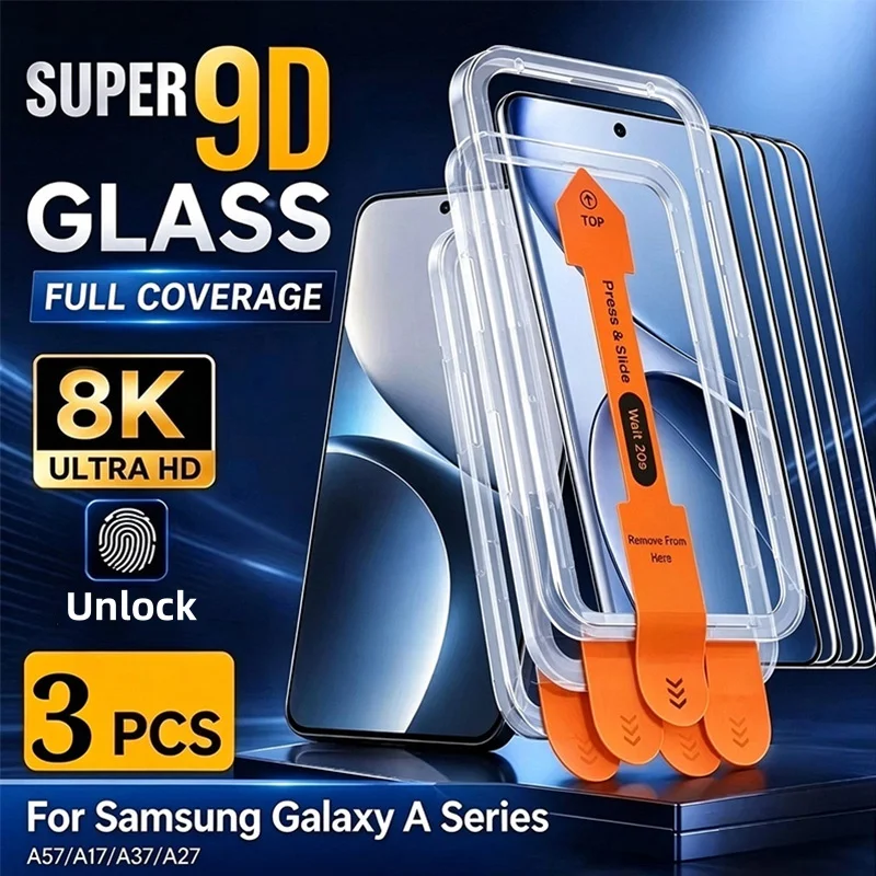 Oleophobic Coating Screen Protector For Samsung A17 A16 A57 5g A37 A27 A56 A55 A36 A35 A26 A73 Fingerprint Unlock Tempered Glass