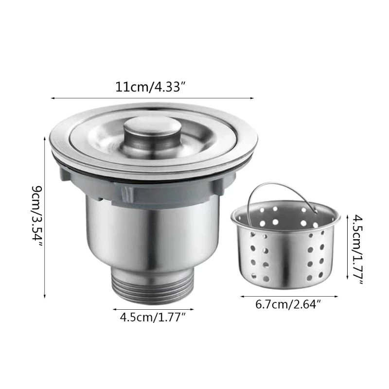 Saluran Pembuangan Wastafel Dapur Saringan Keranjang Baja Tahan Karat Penyumbat Bak Cuci Universal