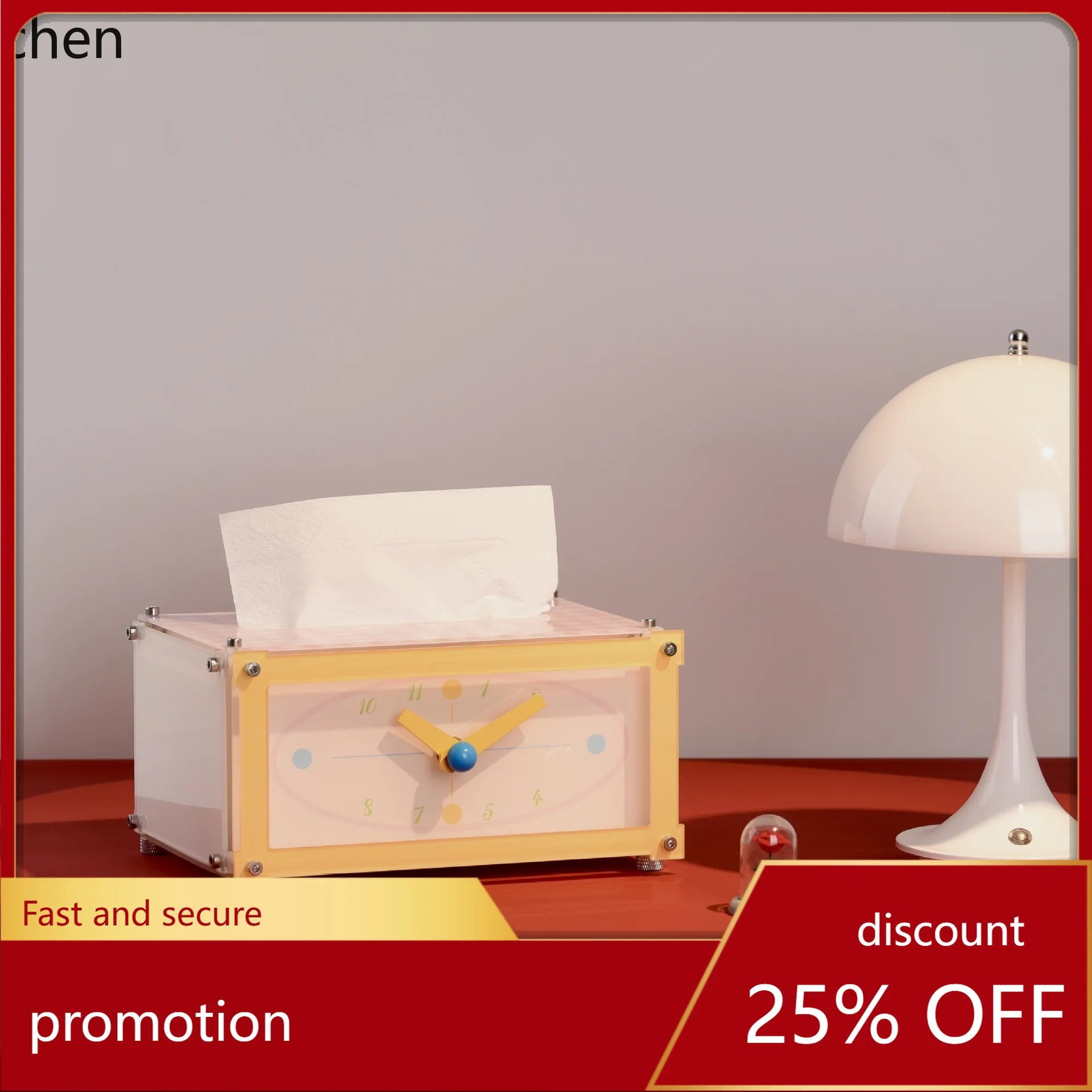 

ZML tissue box with clock, a high aesthetic value desktop and bedside timepiece