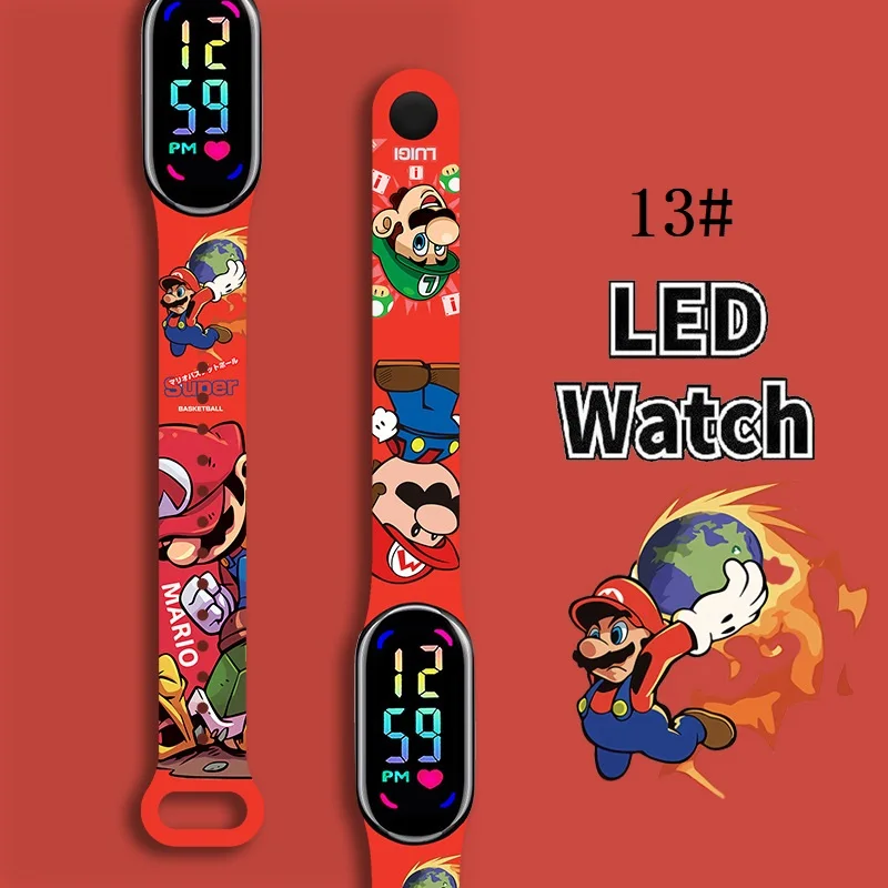 

Mario Bros Children's Watches Action Figures Luigi Princess Peach Yoshi Bowser kids Sport Wristband Waterproof Digital Watch