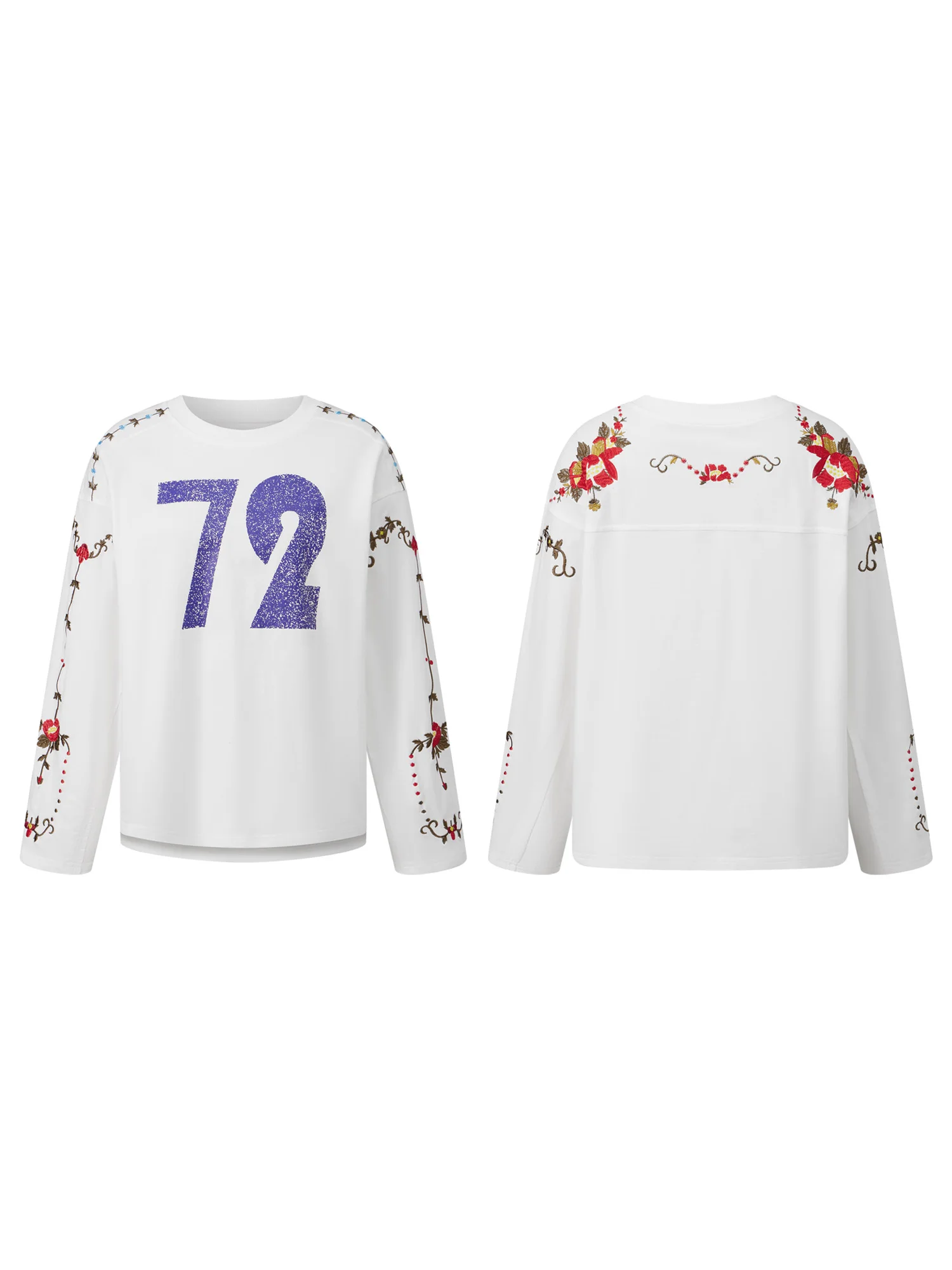 

Women s Fall Fashion Long Sleeve Round Neck Floral Embroidered Loose Fit Tunic Top for Casual Wear