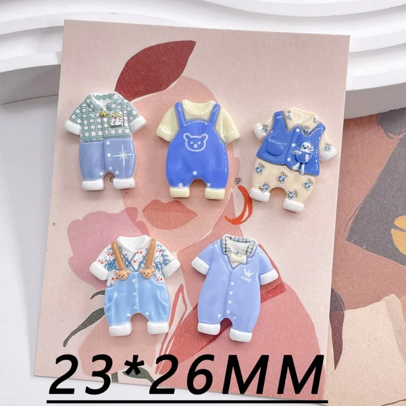 Bemalte Harz Kawaii Cartoon Baby Kleidung Flatback Cabochons Harz Teile Handwerk Artikel 5PCS Scrapbook DIY Dekor Zubehör – Detail 4