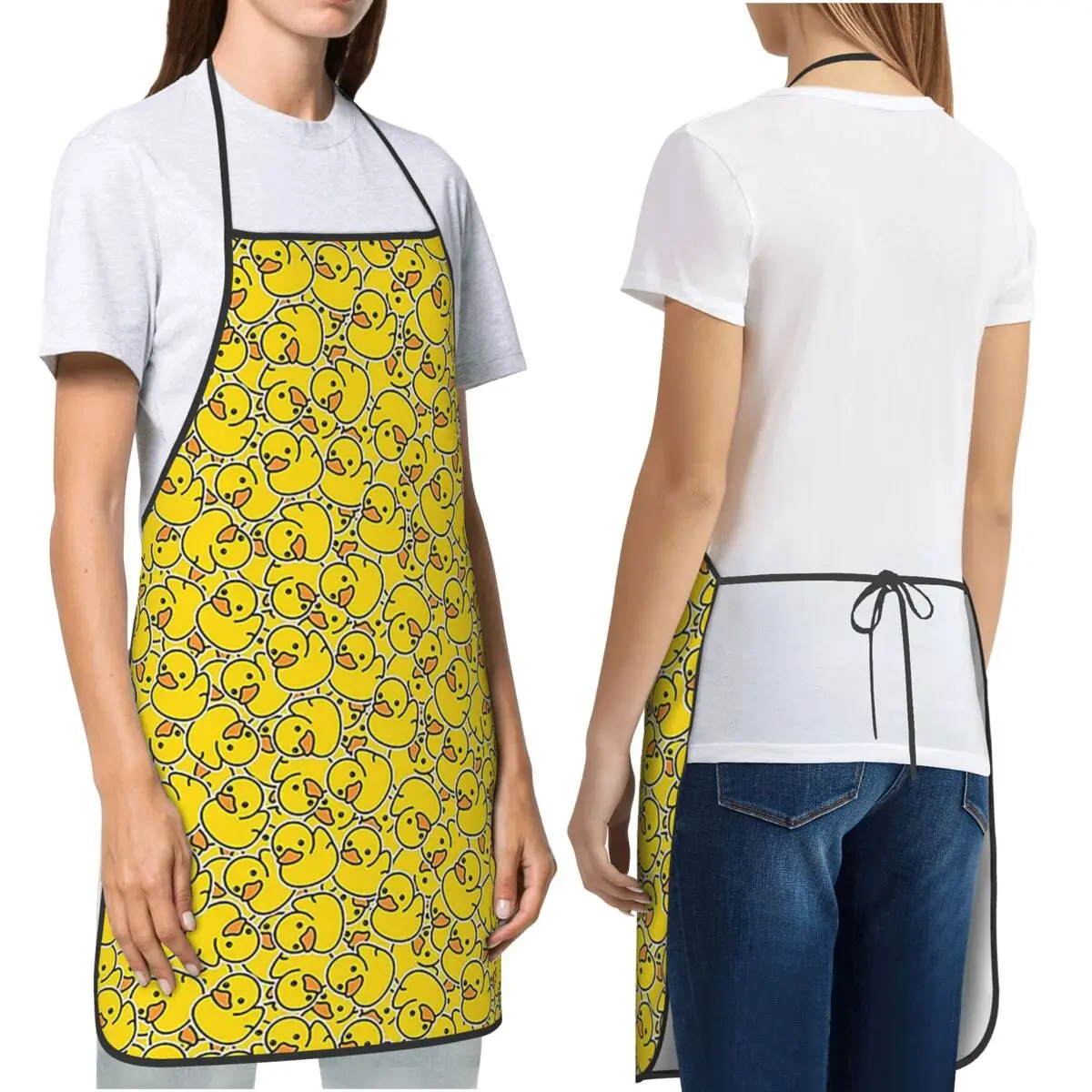 

Желтые классические резиновые фартуки в виде утки, стол для шеф-повара, приготовления пищи, выпечки, водонепроницаемый нагрудник, кухонный сарафан для чистки для женщин и мужчин, живопись