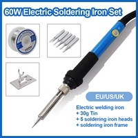 60W Electric Soldering Iron Set EU/US/UK Plug Adjustable Temperature Welding Iron Rework Station Handle Heat Pen Repair Tools