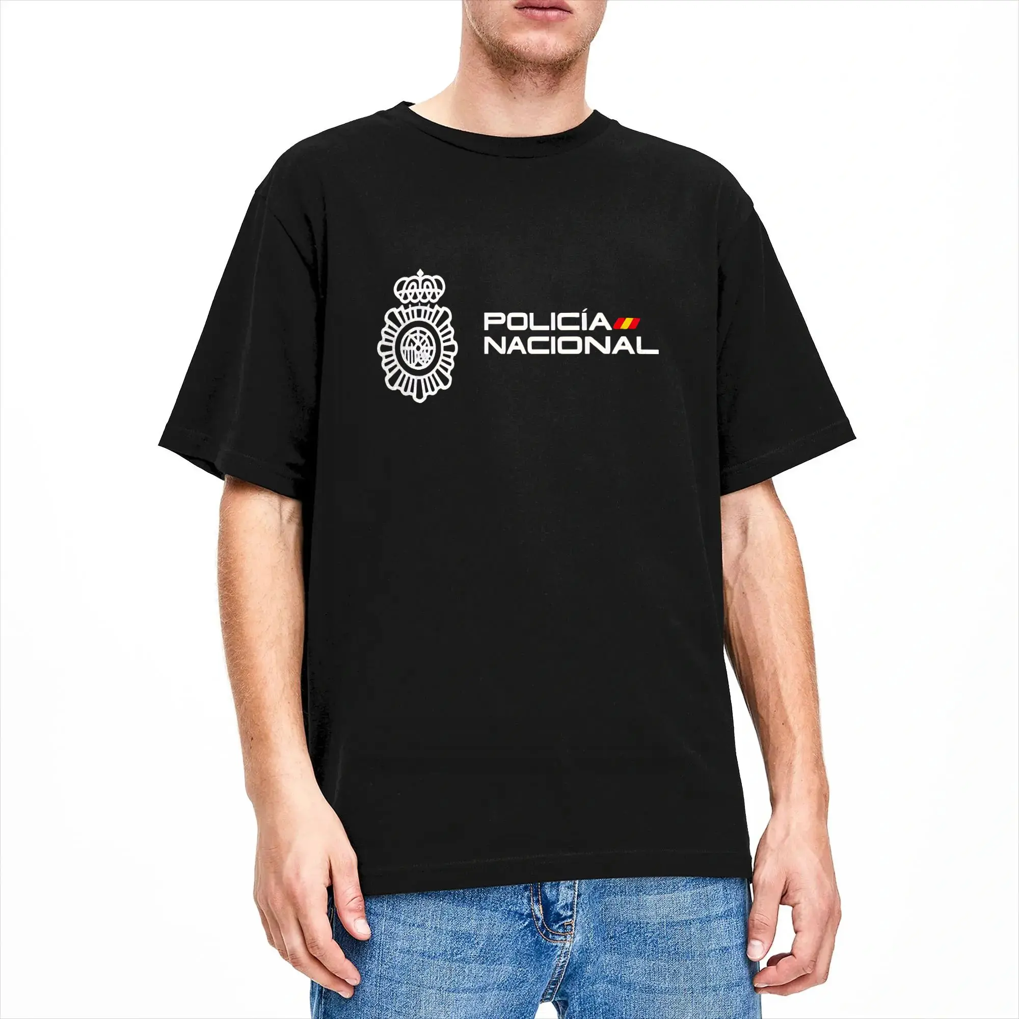 Oversized T Shirt Beach Spanish National Police  Hip Hop T-Shirts  Cotton Tshirt for Men's Y2K Fun Cheap Short Sleeve Tees view 2