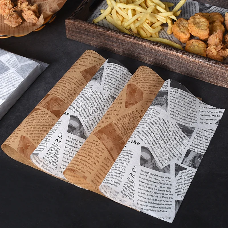 Burgers greaseproof paper pad paper commercial English newspaper snacks French fries bread baking