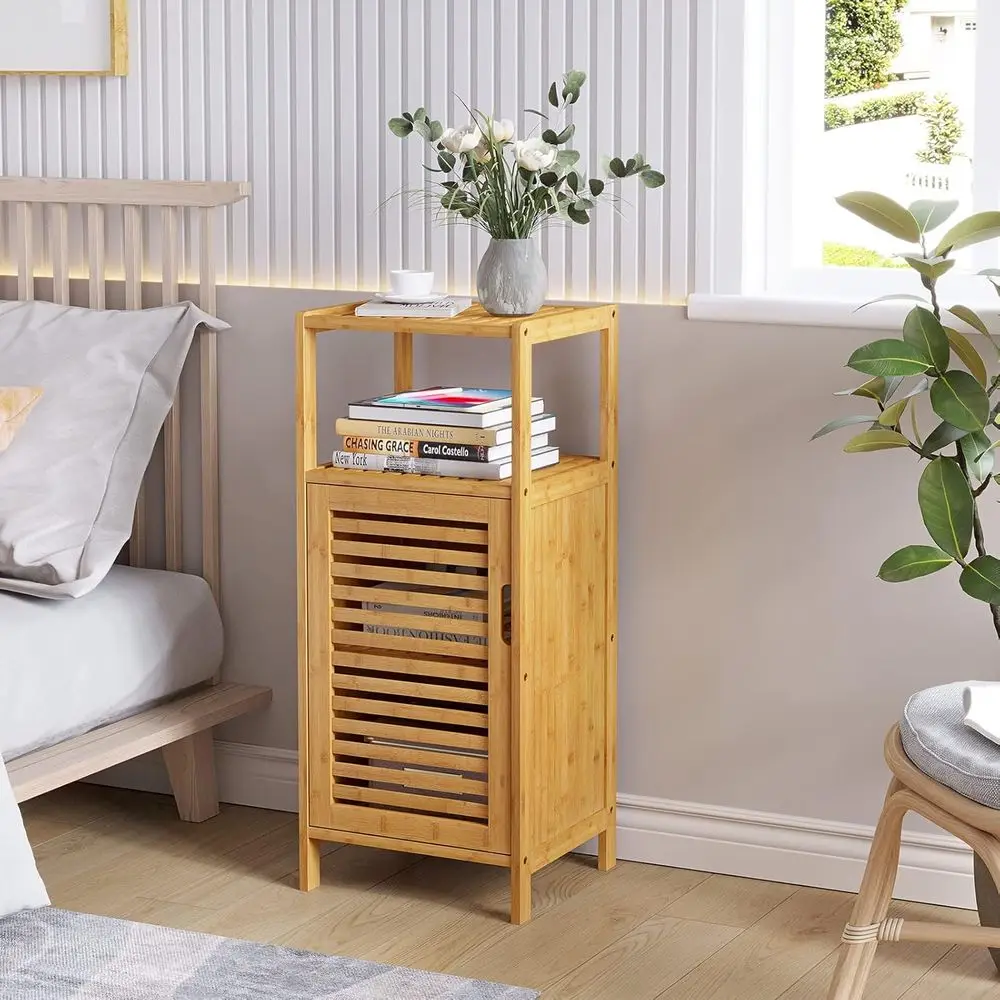 خزانة تخزين أنيقة من الخيزران للحمام والمطبخ ومساحات المعيشة #4