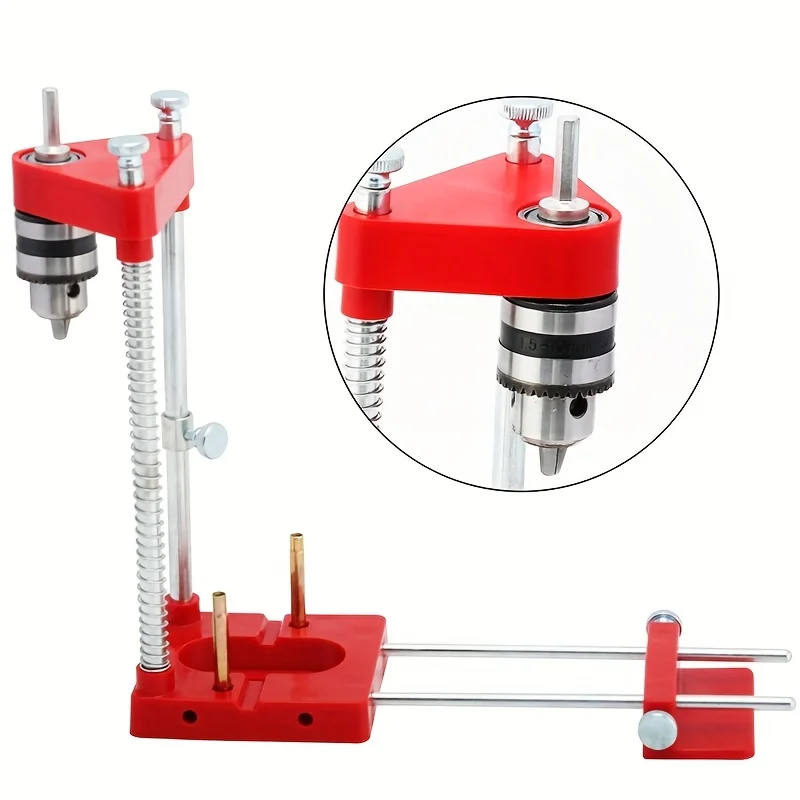 

Precision Wood Hole Guide Portable Alloy Plastic Drill Jig Adjustable Clamp Spring Loaded Design for Accurate DIY Projects
