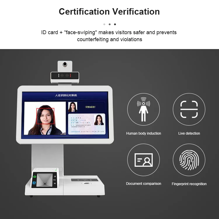 OEM ODM 13.3 جهاز التحكم في الوصول البيومتري الذي يعمل باللمس لإدارة الزوار كشك فحص درجة الحرارة والتحكم في الوصول إلى رمز الاستجابة السريعة #5