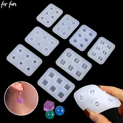 For Fun 10/8MM Bead Silicone Molds Earrings Pendant With Holes Resin Mold Cube Ball Mould DIY Jewelry Making Necklace Bracelet