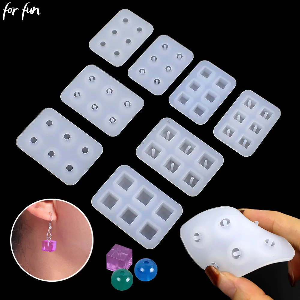 Dla zabawy 10/8MM koralikowe silikonowe formy kolczyki wisiorek z otworami forma piłka w kształcie kostki forma do produkcji biżuterii DIYA naszyjnik bransoletka