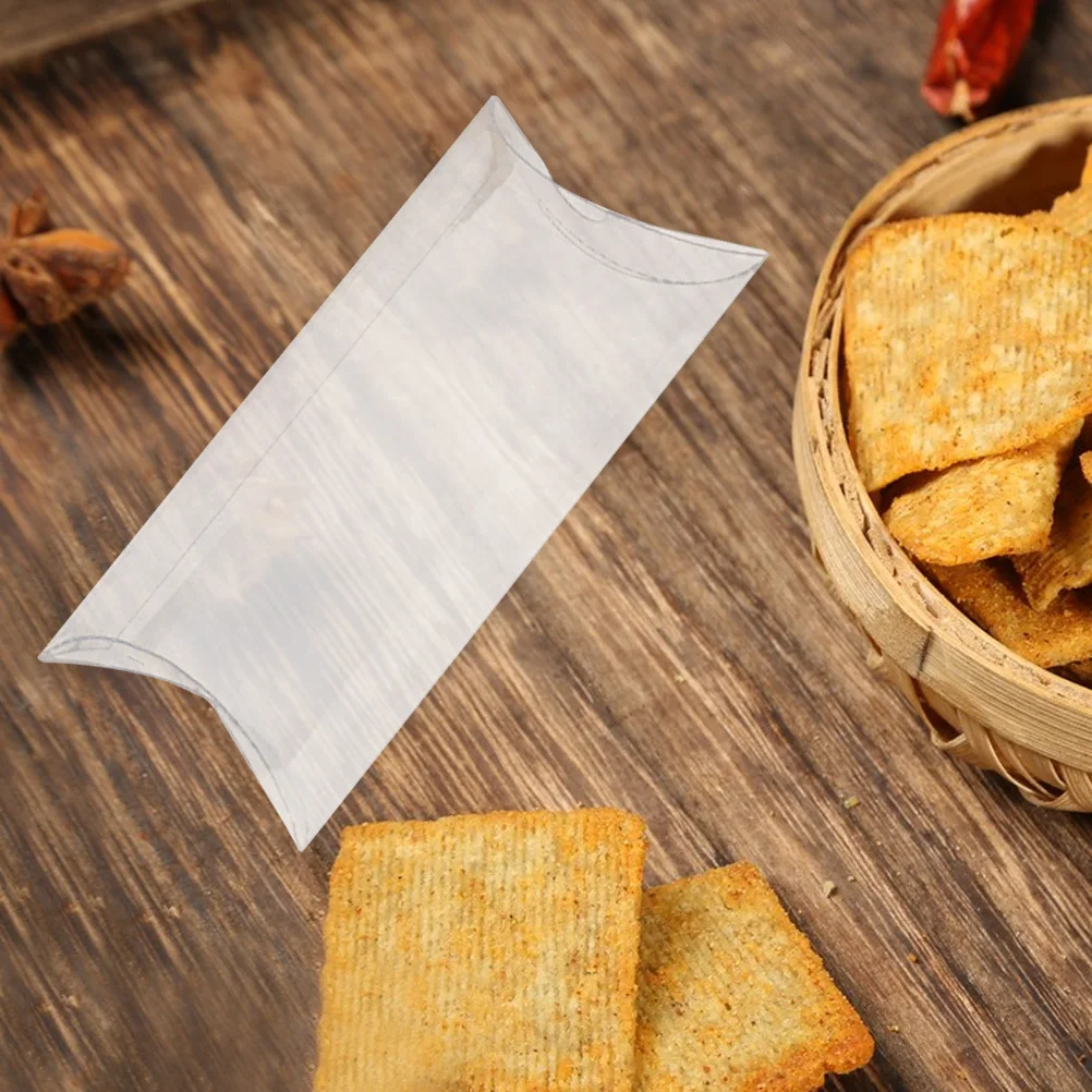 

50Pcs Clear Pillow Candy Boxes Premium Material Safe Durable Treat Boxes for Biscuits and Small Items Candy Packaging Cases