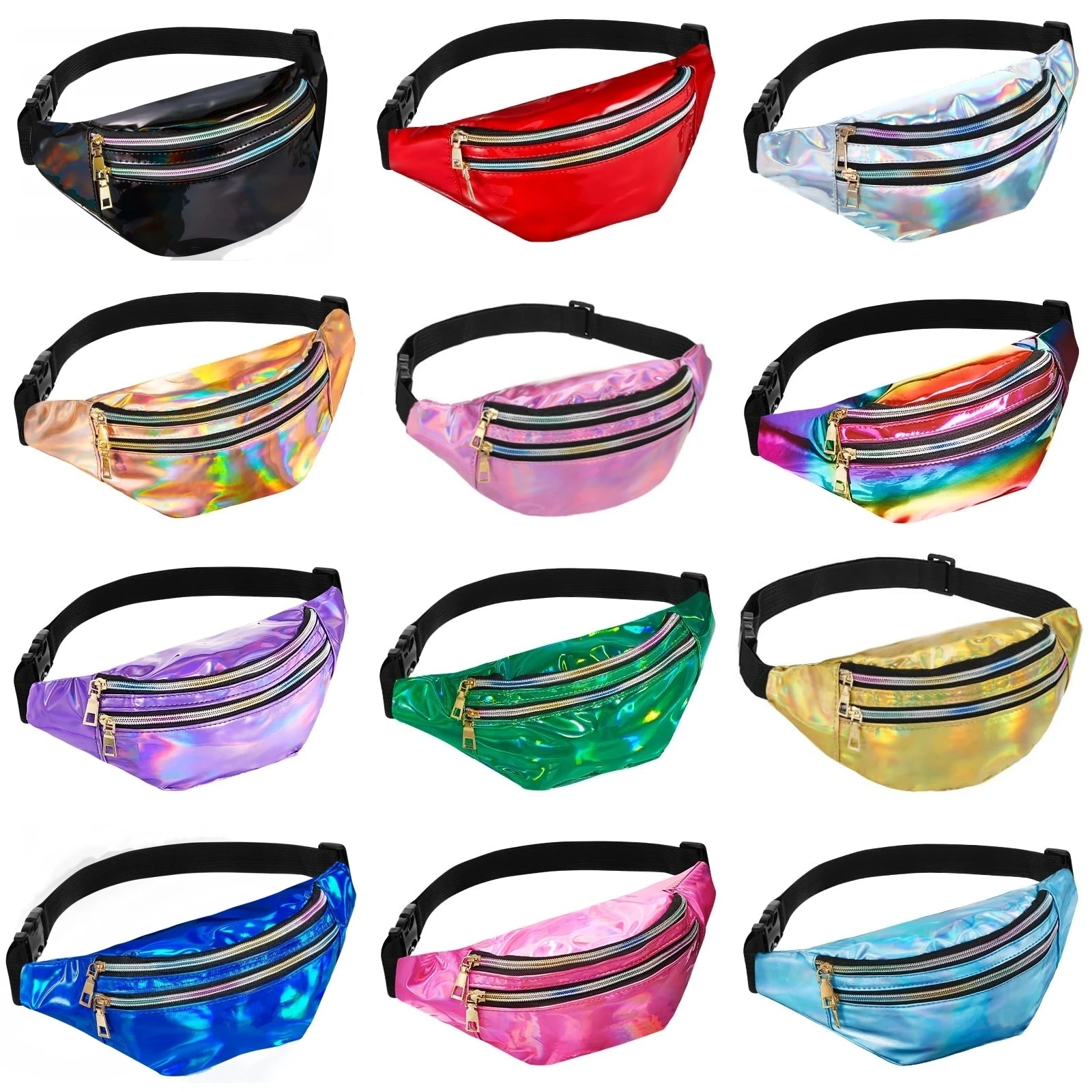 

12 pieces of holographic laser waist bag women's chest bag shoulder bag crossbody bag waist mobile phone bag sports outdoor travel bag waist bag women's laser holographic chest bag bag bag ins shoulder bag crossbody bag female student k-style versatile fo