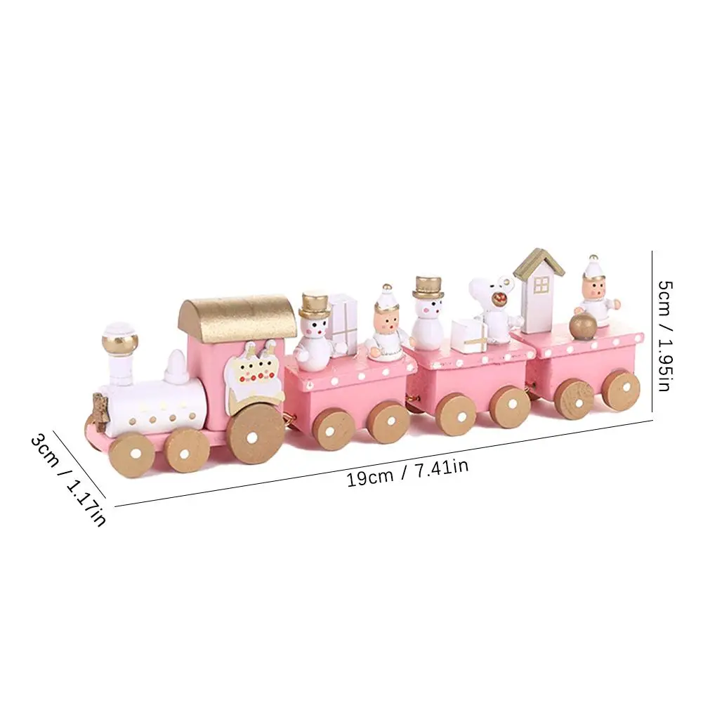 Holzeisenbahn, rosa, 4 Wagen, kleines Weihnachtsgeschenk, Weihnachtsdekoration für Kinder, Geschenk, niedliches Holzhandwerk, Spielhaus, Spielzeug