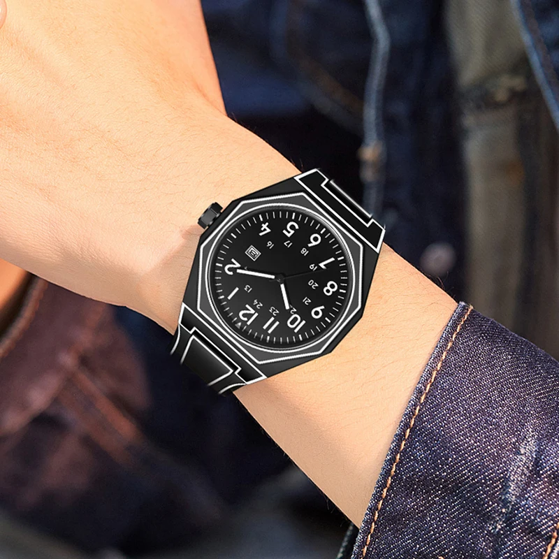 LIGE 2025 New Fashion Graffiti Design Mens Watch Creative Watches Men Sport Waterproof Silicone Quartz Wristwatches Reloj Hombre