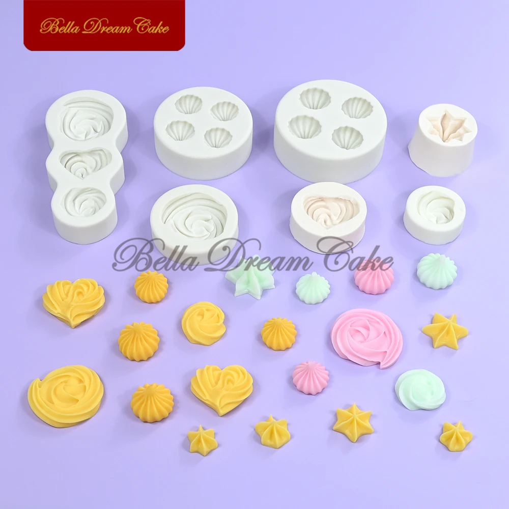 Round/Heart Meringue Design Silicone Mold 3D Fondant Chocolate Mould DIY Butter Cookies Clay Molds Cake Decorating Tool Bakeware