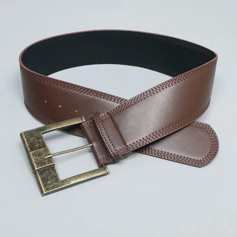 حزام برشام نسائي على الطراز القوطي حزام خصر جلدي عالي التحمل Y2k فستان فاسق حزام جينز إكسسوارات الخصر