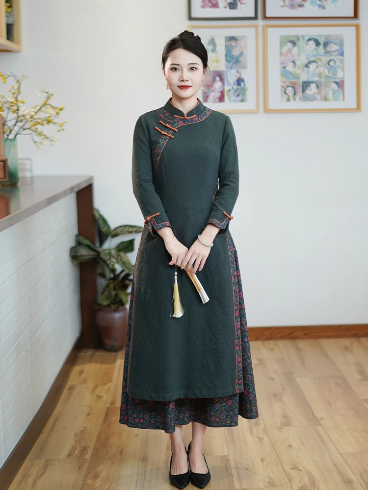 

Новая зимняя юбка Rui Fu в стиле ретро из Китая, улучшенная модель, женская, в китайском стиле, длинная