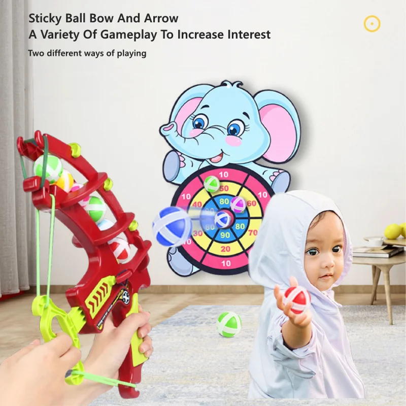 Dinosaur Elephant Sticky Ball Bow Target Dartboard Toy Set Indoor Darts Throwing Disc Outdoor Sports Kids Educational Game Toys