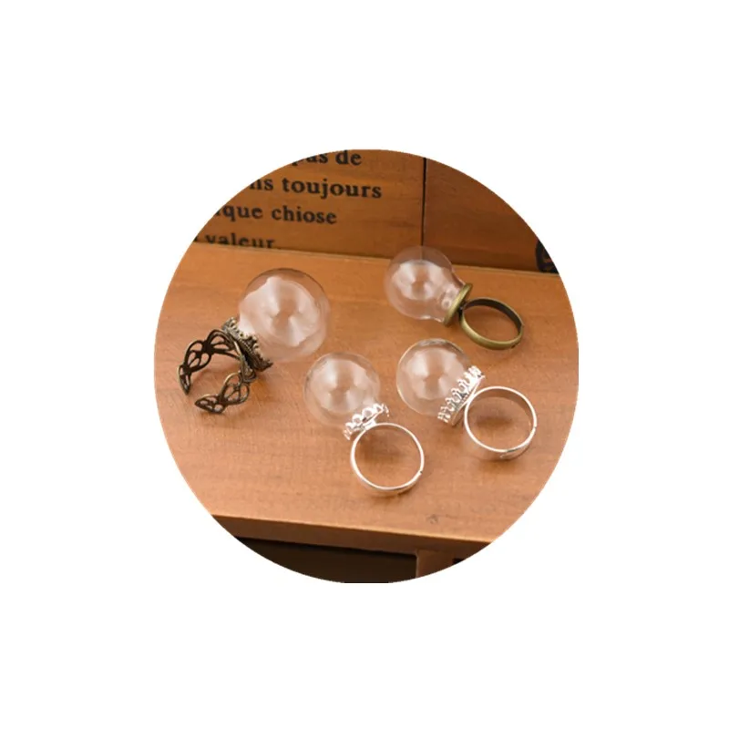 2pcs Glass Globe Ring Glass Bottle Ring Setting Base Jewelry Findings DIY Handmade Materials Accessories