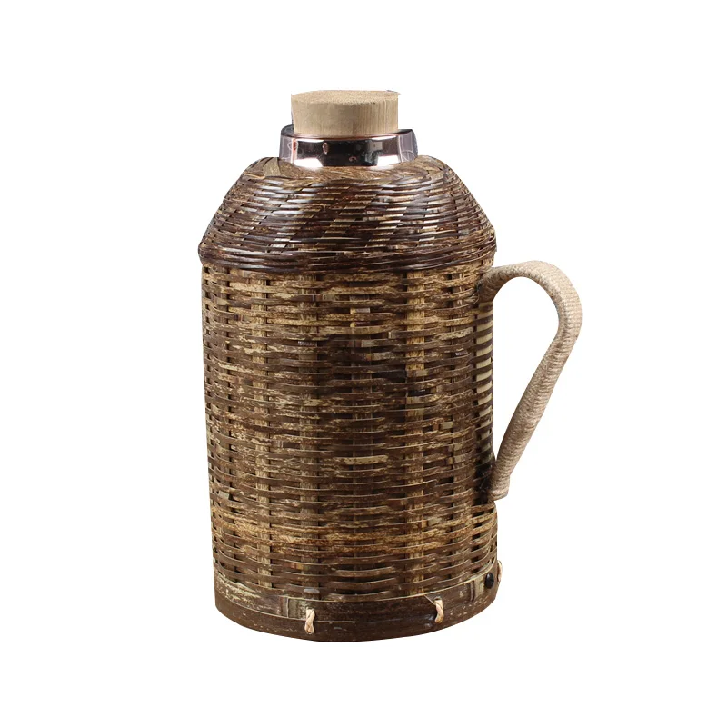 

Purple Bamboo Woven Kettle Shell Retro Nostalgic Thermos Bottle Pot Shell with Liner Teahouse Hotel Supplies