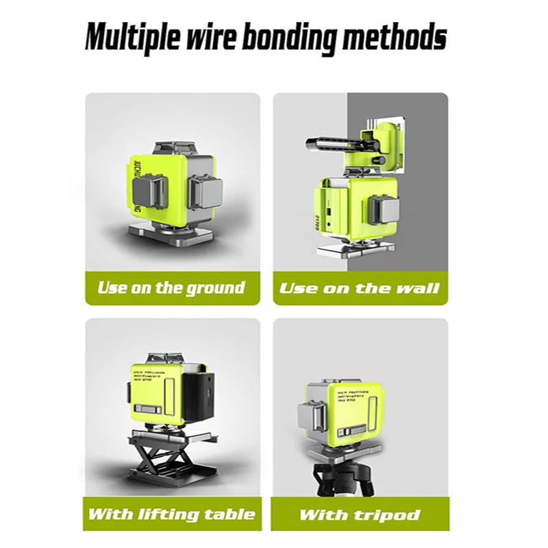 Livella laser verde 16 linee 4D Rotazione a 360° Laser remoto Autolivellamento Orizzontale Verticale Livello laser a linee incrociate Linee di fascio potenti Strumenti di costruzione per esterni