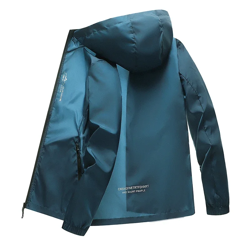 

Summer Sun Protection Clothing Men's Casual Ultra-thin UV Ice Silk Hooded Jacket Outdoor Fishing Waterproof Skin Windbreaker