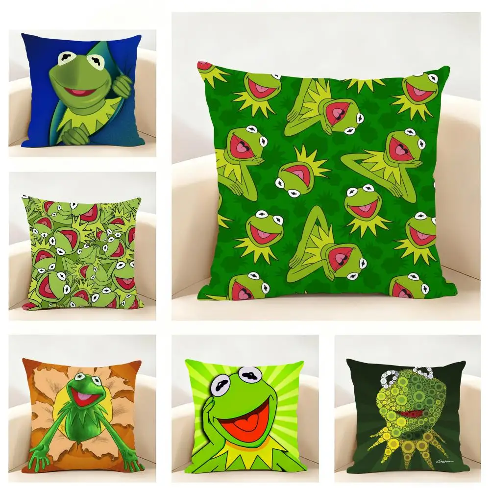 Funny K-Kermit the Frog Cushion Cover Linen Pillowcase Soft  for Sofa Bed Home Room Decor