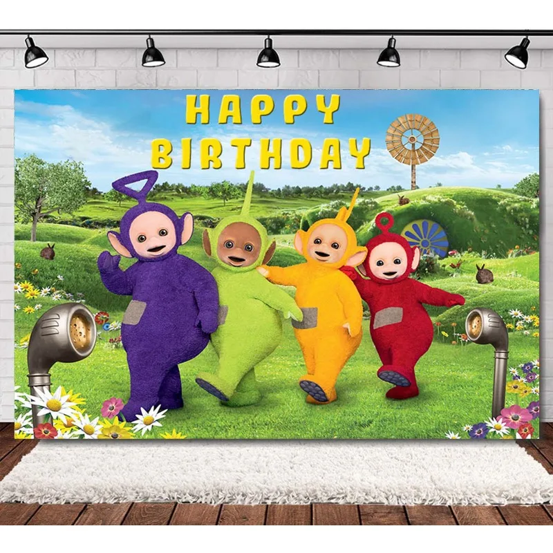 

Hot Cute Teletubbies Decoration Background Room Party Decoration Background Cloth Birthday Banner Photography Props