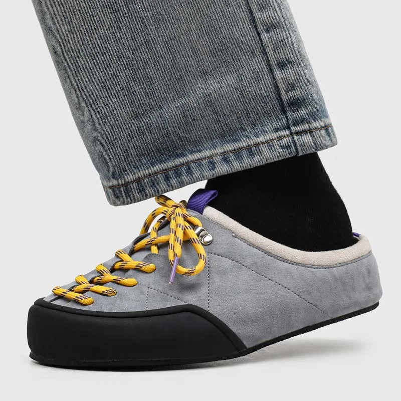 

Half Shoes For Men Platform Sneakers Comfortable Men's Casual Shoes Outdoor Suede Leather Loafers Shoes Man Designer Mules 38-46