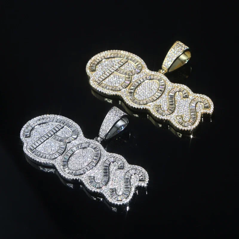 رسالة بوس كول إثارة روك الشرير قلادة مثلج خارج بلينغ مايكرو معبد 5A تشيكوسلوفاكيا الرجال الهيب هوب مجوهرات #3