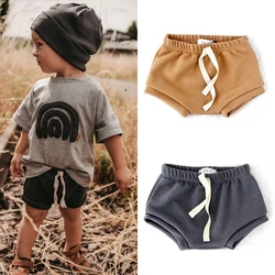 Newborn Boys and Girls Summer Shorts Thick Cotton Triangle PP Preschool Children's Lacing Solid Sports Shorts Fashion Versatile