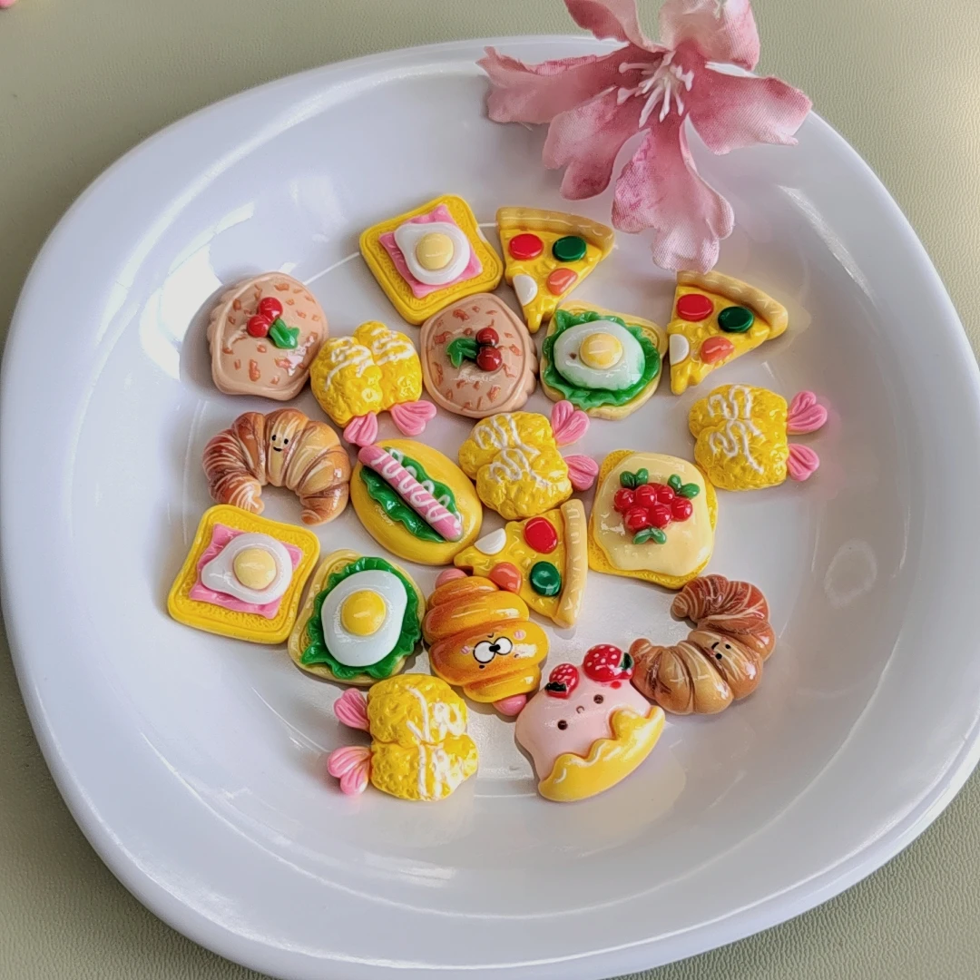 Cute Mini Lovely Cake Pizza Bread Flat Back Resin Cabochons Scrapbooking DIY Jewelry Craft Decoration Accessories
