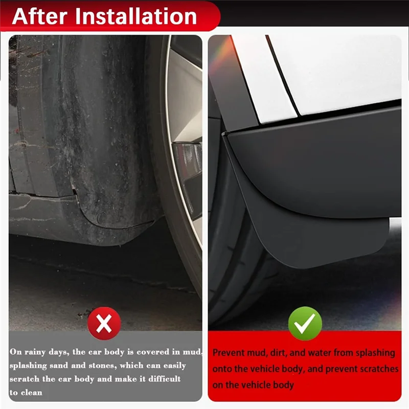 

For Tesla Model 3 Highland 2024 Accessories Car Wheel Mud Flaps Splash Guards Mudflaps Front Rear Fender TPE Mudguards Protector