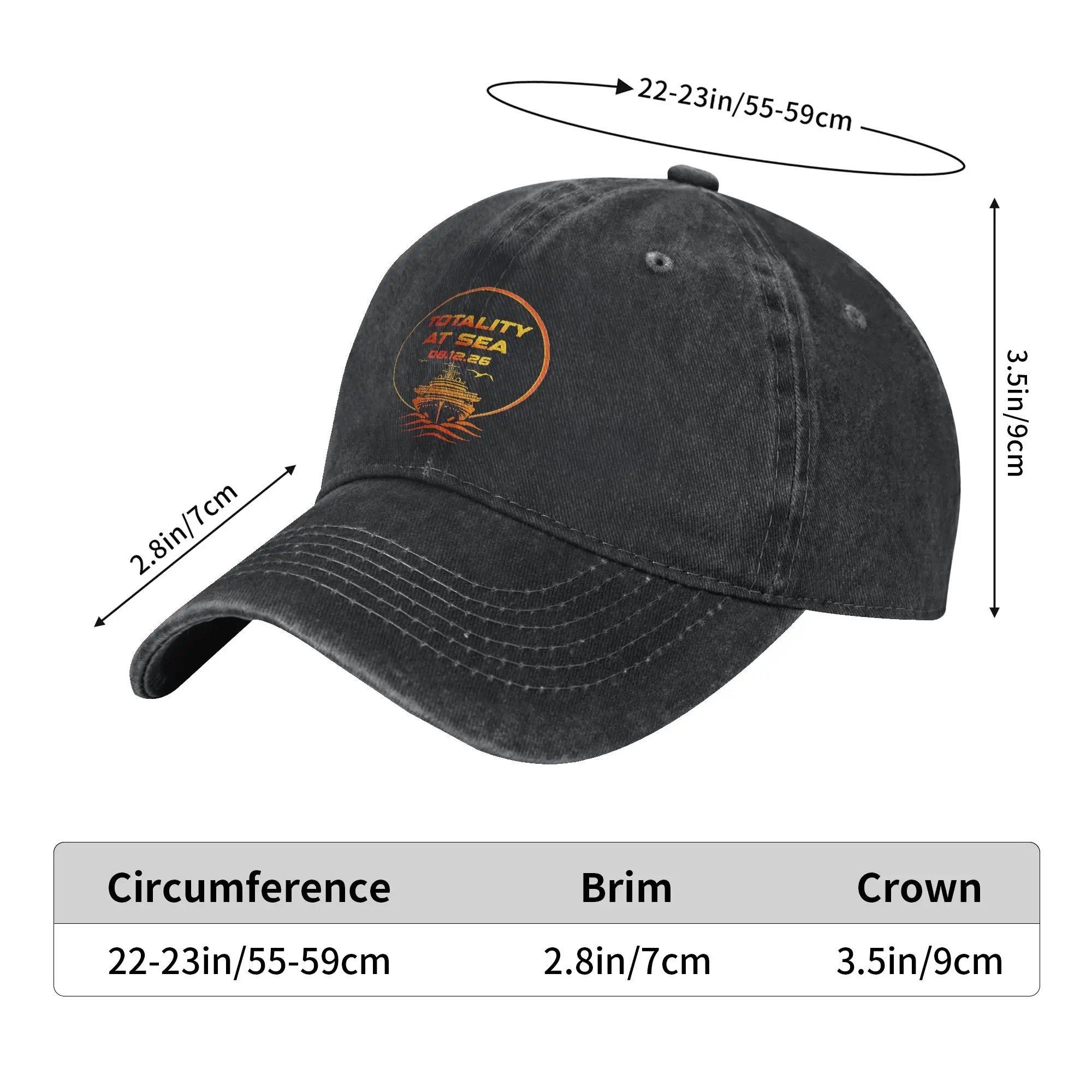 Washed Baseball Cap Totality At Sea 08 12 26 Total Solar Eclipse Sky Watchers Summer Hip Hop Hats For Female Male Baseball Caps