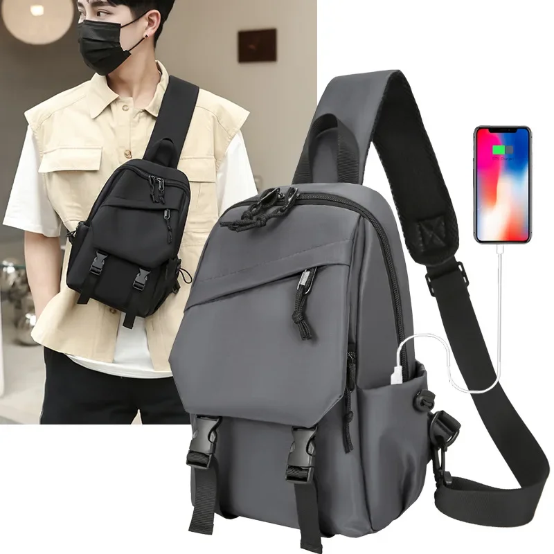 Multipurpose Messenger Bag Men\'s Shoulder Korean Outdoor Leisure Small Backpack Multifunctional Student Men\'s Trendy Breast Bag