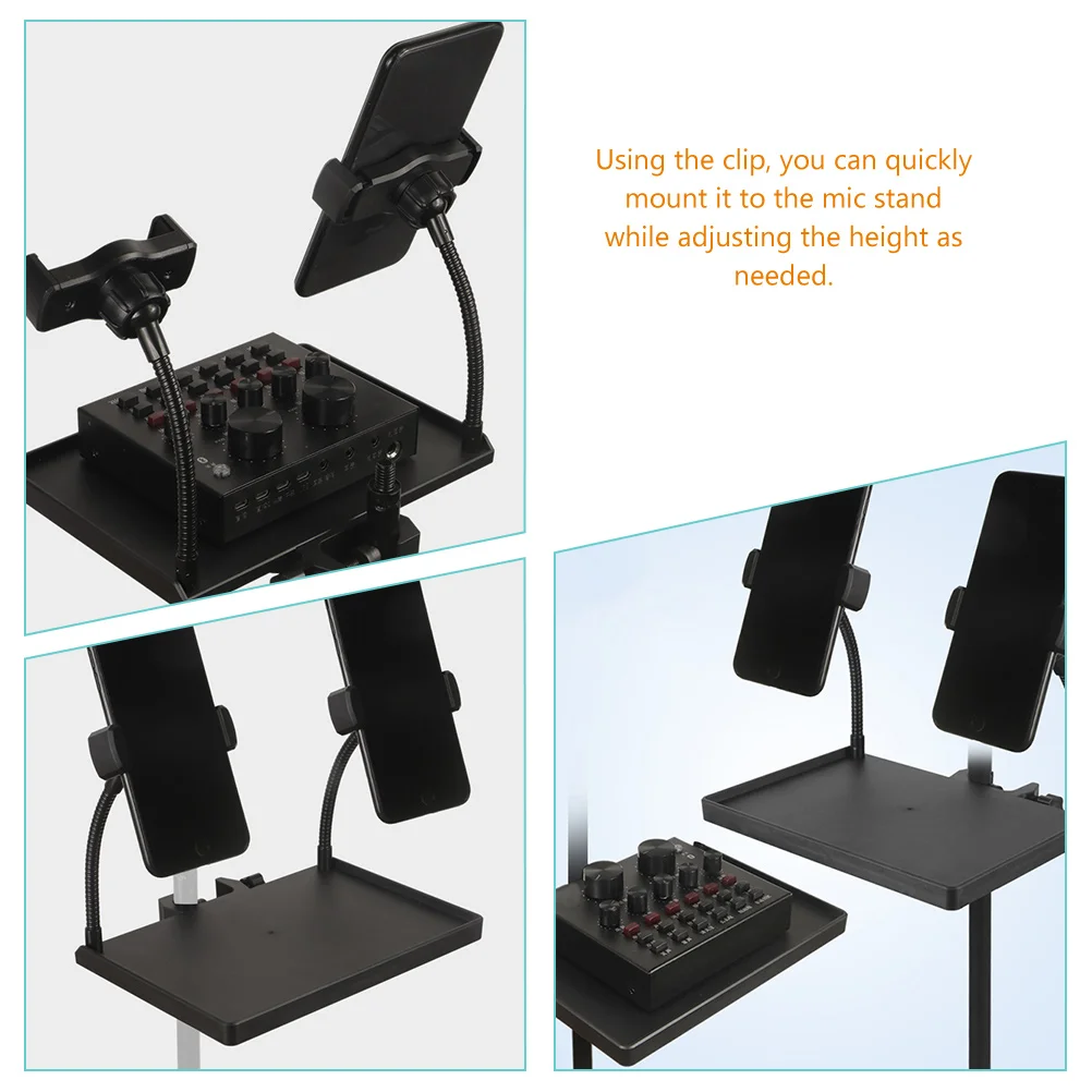 

Plastic Shelf Tray for Mic Stand Phone Holder Sound Card Adjustable Durable Raised Edges Stage Office Classrooms Meetings Home